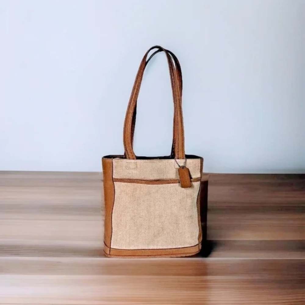 Coach 6122 Bleeker Tan Leather & Canvas Tote – Vintage, Made in USA EUC - Picture 6 of 9